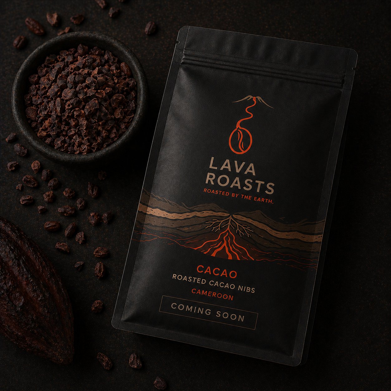 Lava Roasts Cacao roasted cacao nibs bag